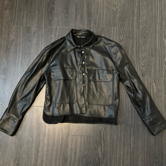 Zara Faux Leather Overshirt - Picture 3 of 5